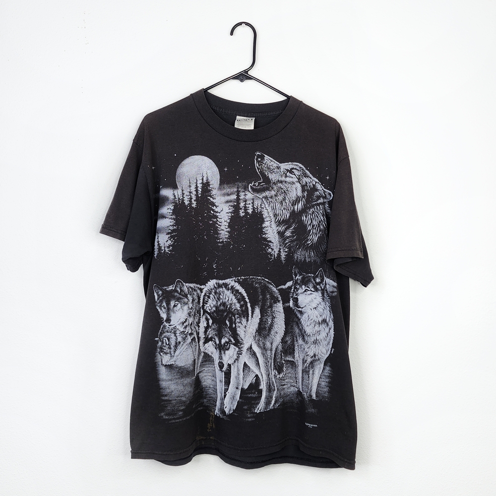 VTG Wolf Graphic Tee Black Tultex XL